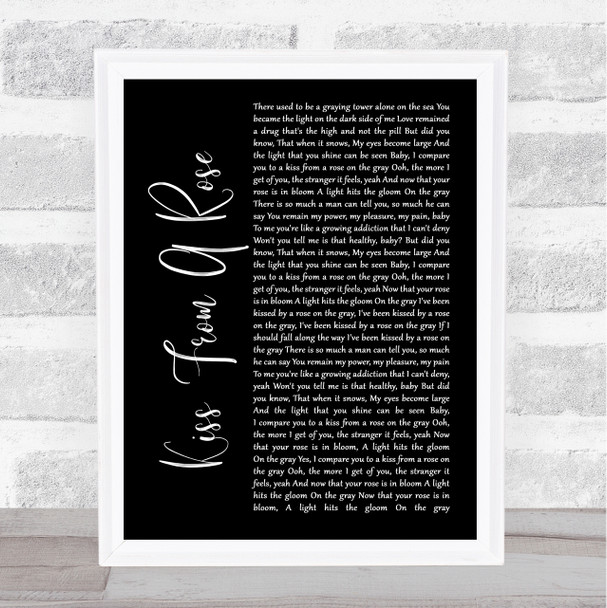 Seal Kiss From A Rose Black Script Song Lyric Music Wall Art Print