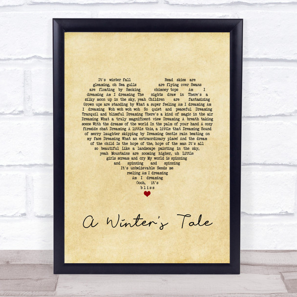 Queen A Winter's Tale Vintage Heart Song Lyric Print