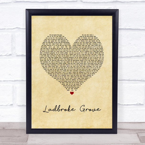 AJ Tracey Ladbroke Grove Vintage Heart Song Lyric Print