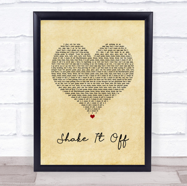 Taylor Swift Shake It Off Vintage Heart Song Lyric Print