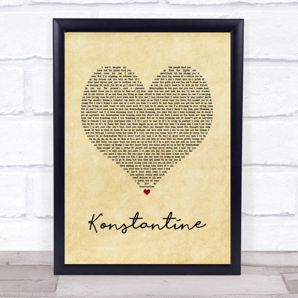 Something Corporate Konstantine Vintage Heart Song Lyric Print