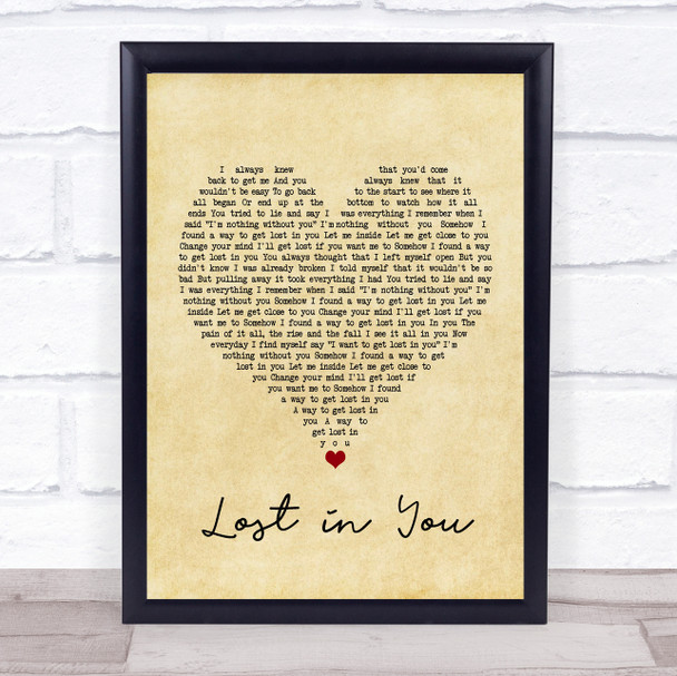 Three Days Grace Lost in You Vintage Heart Song Lyric Print