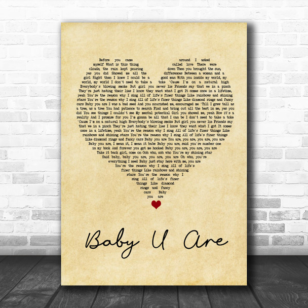 Gerald Levert Baby U Are Vintage Heart Song Lyric Print