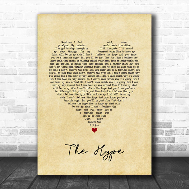 twenty one pilots The Hype Vintage Heart Song Lyric Print