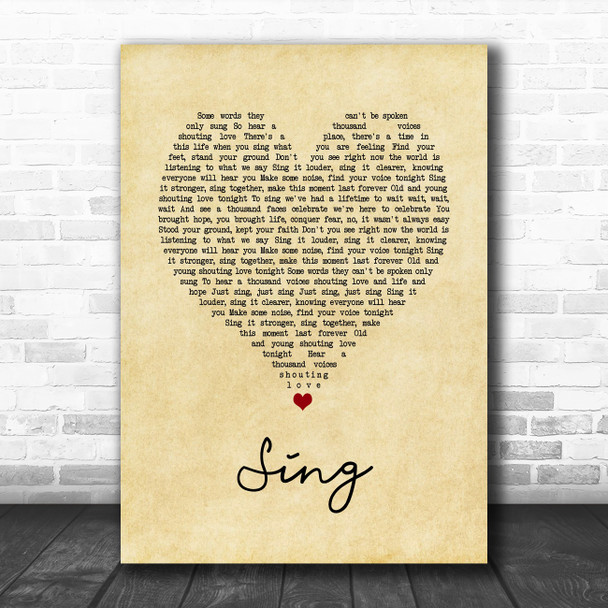 Gary Barlow & The Commonwealth Band Sing Vintage Heart Song Lyric Print