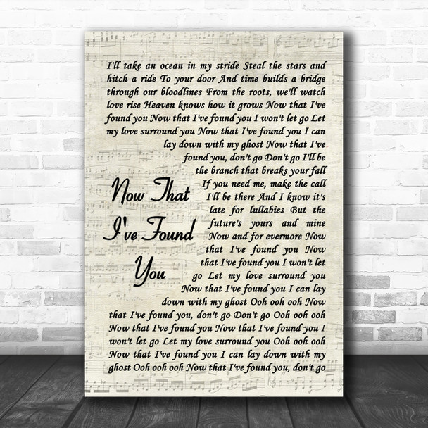 Liam Gallagher Now That I've Found You Vintage Script Song Lyric Print