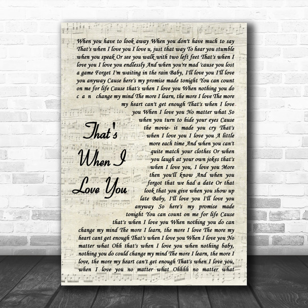 Aslyn That's When I Love You Vintage Script Song Lyric Print