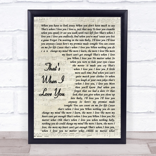 Aslyn That's When I Love You Vintage Script Song Lyric Print