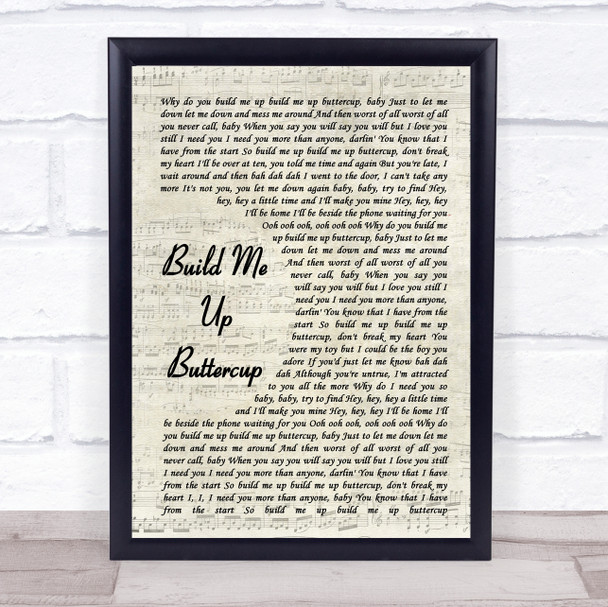 The Foundations Build Me Up Buttercup Vintage Script Song Lyric Print