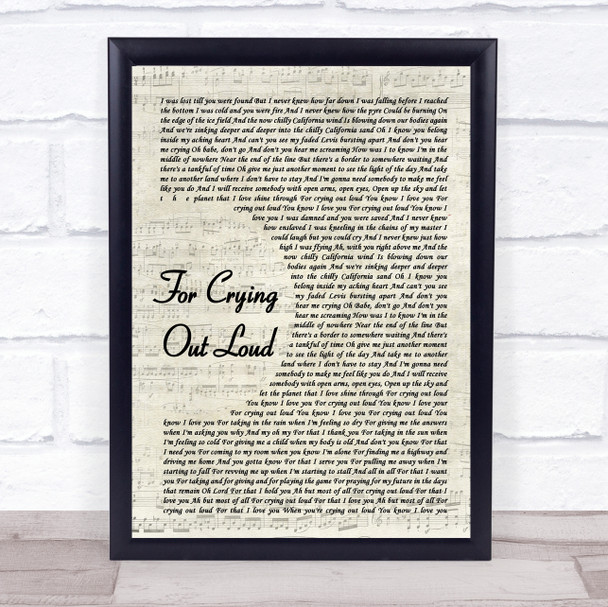 MEAT LOAF For Crying Out Loud Vintage Script Song Lyric Print