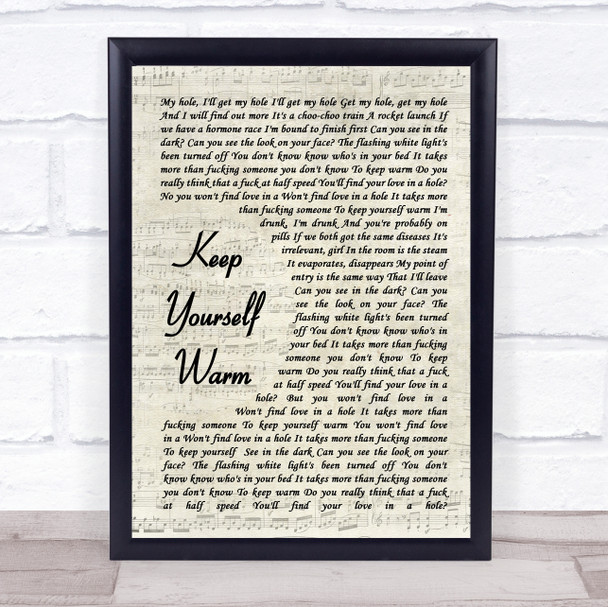 Frightened Rabbit Keep Yourself Warm Vintage Script Song Lyric Print