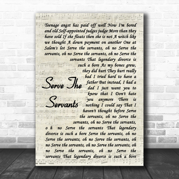Nirvana Serve The Servants Vintage Script Song Lyric Print