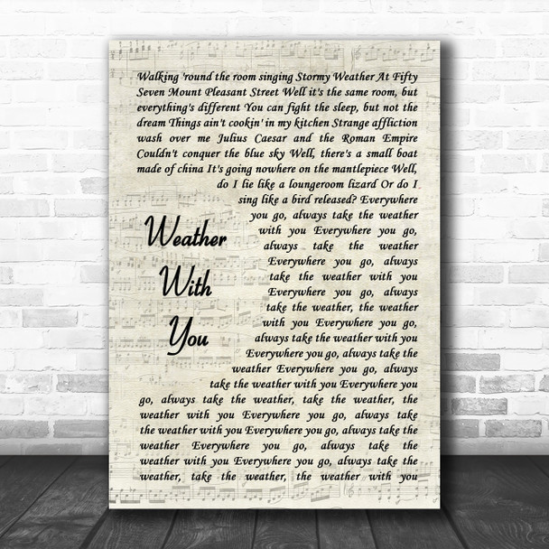 Crowded House Weather With You Vintage Script Song Lyric Print