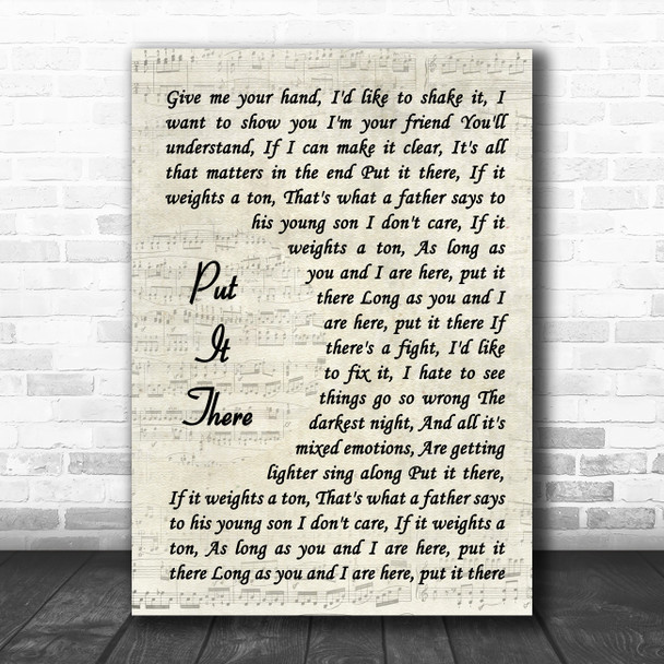 Paul McCartney Put It There Vintage Script Song Lyric Print