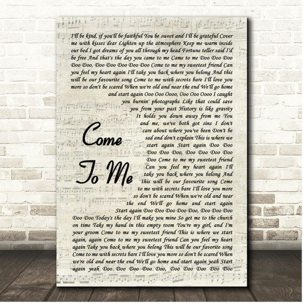 Goo Goo Dolls Come To Me Vintage Script Song Lyric Print