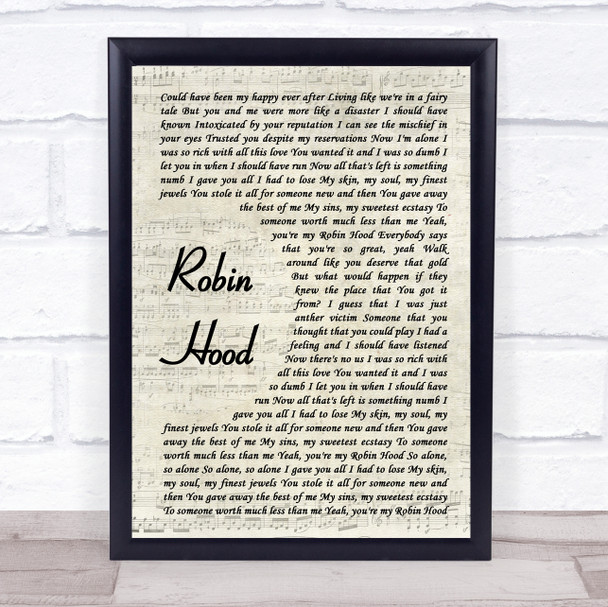 Anson Seabra Robin Hood Vintage Script Song Lyric Print