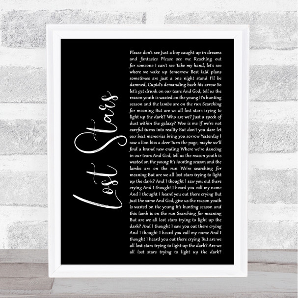 Adam Levine Lost Stars Black Script Song Lyric Music Wall Art Print