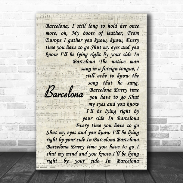 George Ezra Barcelona Vintage Script Song Lyric Print