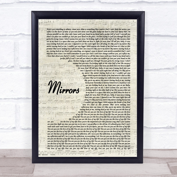 Justin Timberlake Mirrors Vintage Script Song Lyric Print