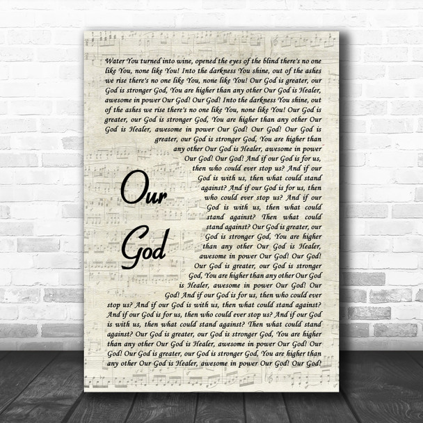 Chris Tomlin Our God Vintage Script Song Lyric Print