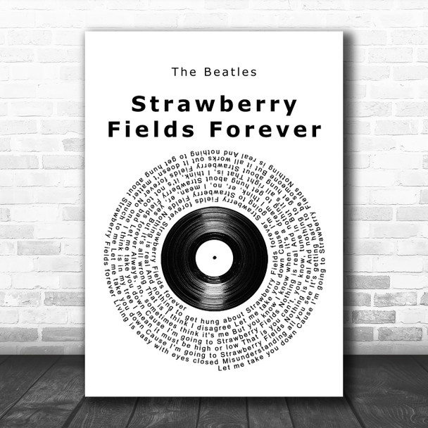 The Beatles Strawberry Fields Forever Vinyl Record Song Lyric Print