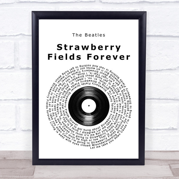 The Beatles Strawberry Fields Forever Vinyl Record Song Lyric Print