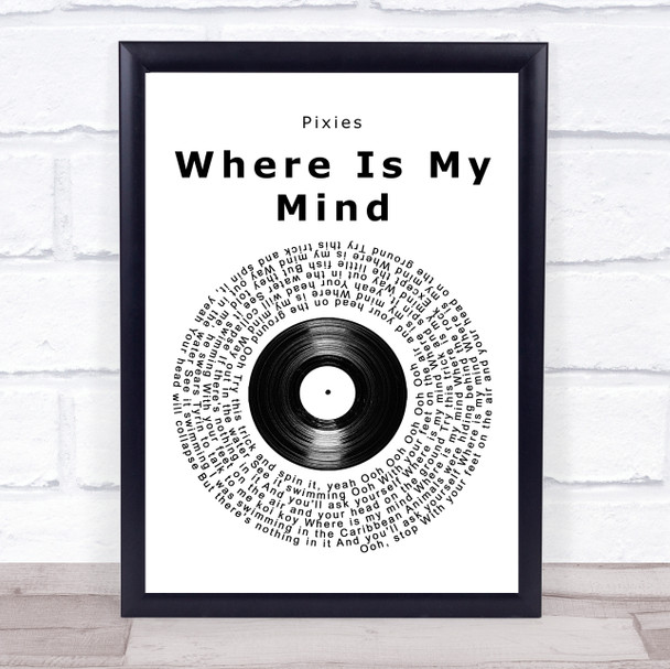 Pixies Where Is My Mind Vinyl Record Song Lyric Print