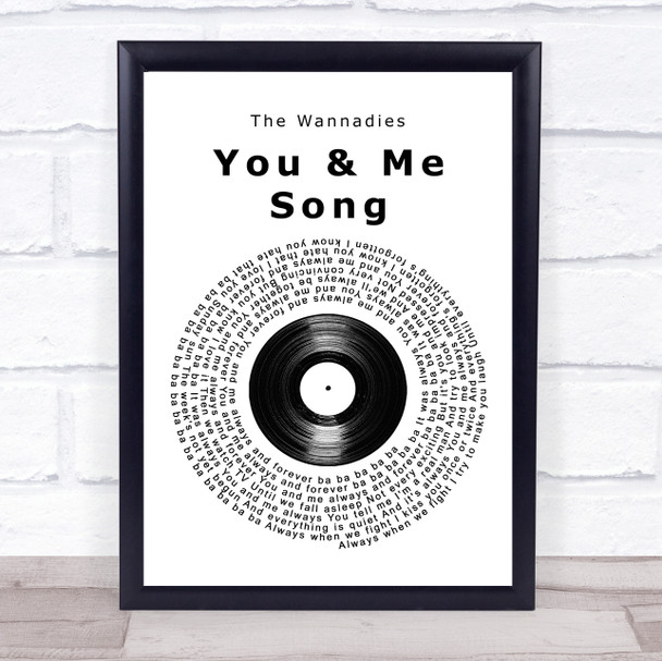 The Wannadies You & Me Song Vinyl Record Song Lyric Print