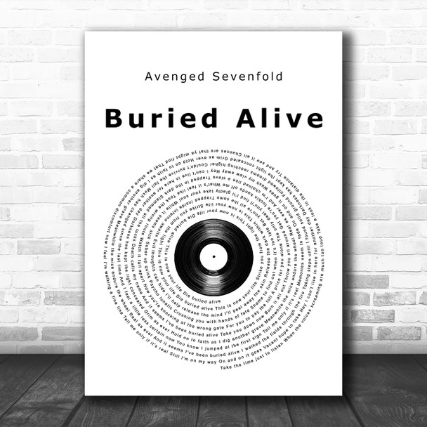 Avenged Sevenfold Buried Alive Vinyl Record Song Lyric Print