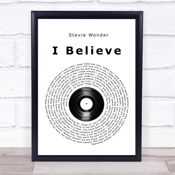 Stevie Wonder I Believe Vinyl Record Song Lyric Print