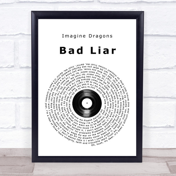 Imagine Dragons Bad Liar Vinyl Record Song Lyric Print