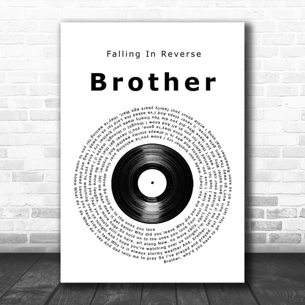 Falling In Reverse Brother Vinyl Record Song Lyric Print