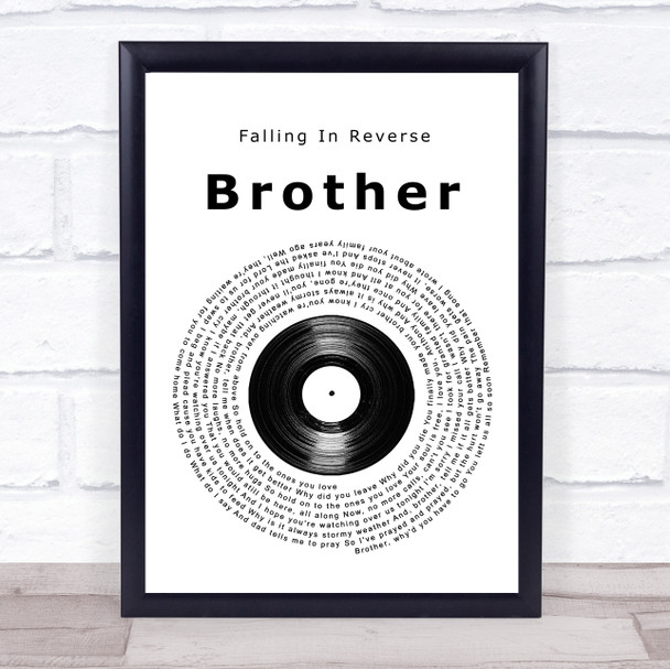 Falling In Reverse Brother Vinyl Record Song Lyric Print