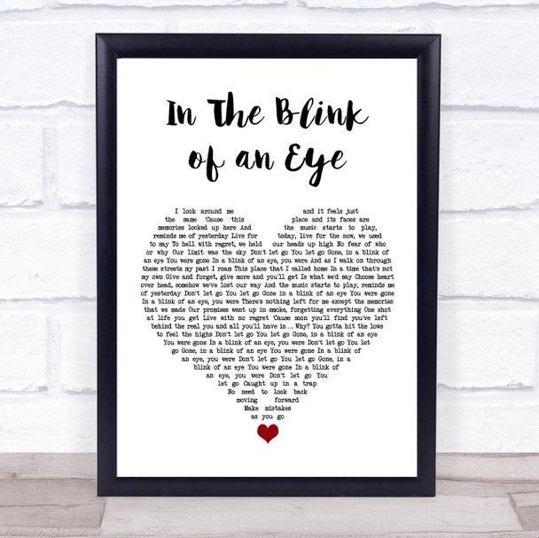 Those Damn Crows In The Blink of an Eye White Heart Song Lyric Print