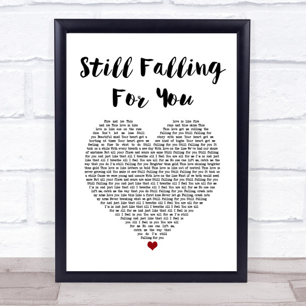 Ellie Goulding Still Falling For You White Heart Song Lyric Print