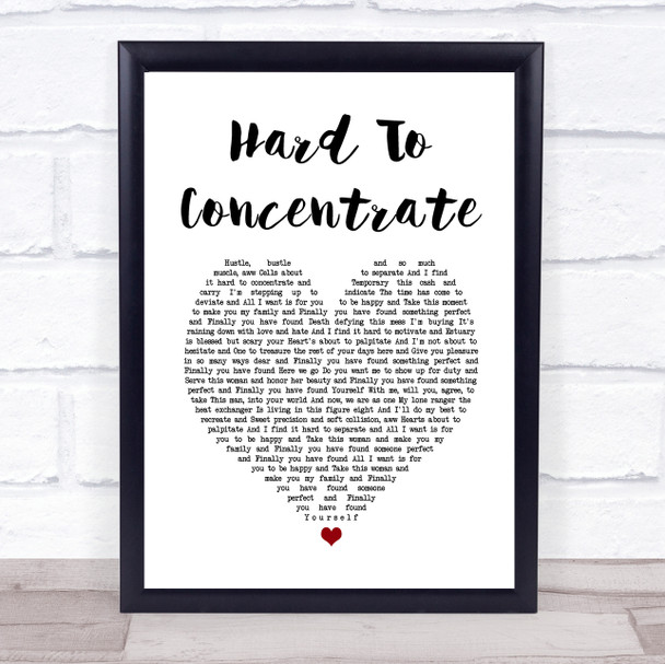 Red Hot Chili Peppers Hard To Concentrate White Heart Song Lyric Print