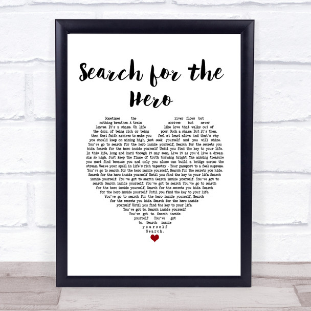 M People Search for the Hero White Heart Song Lyric Print