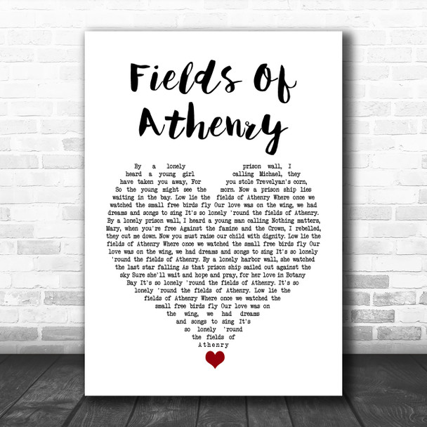 Dropkick Murphys Fields Of Athenry White Heart Song Lyric Print