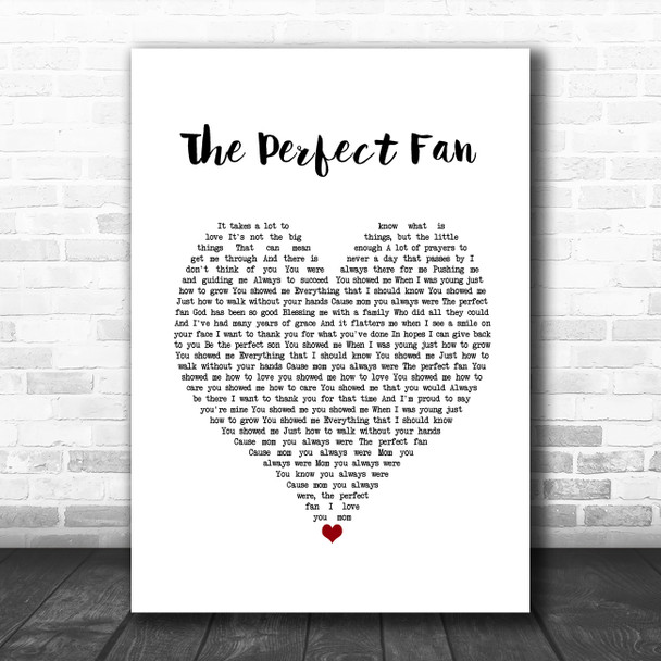 Backstreet Boys The Perfect Fan White Heart Song Lyric Print