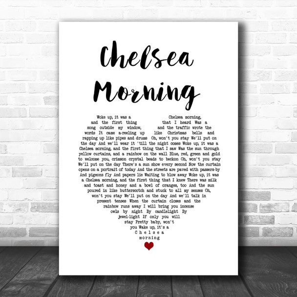 Joni Mitchell Chelsea Morning White Heart Song Lyric Print