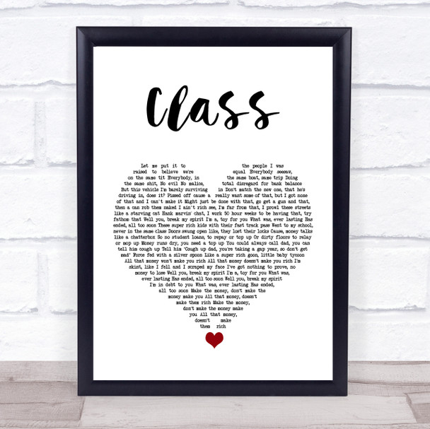 Class The LaFontaines White Heart Song Lyric Print
