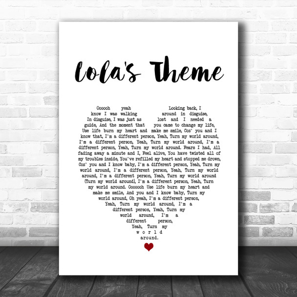 The Shapeshifters Lola's Theme White Heart Song Lyric Print