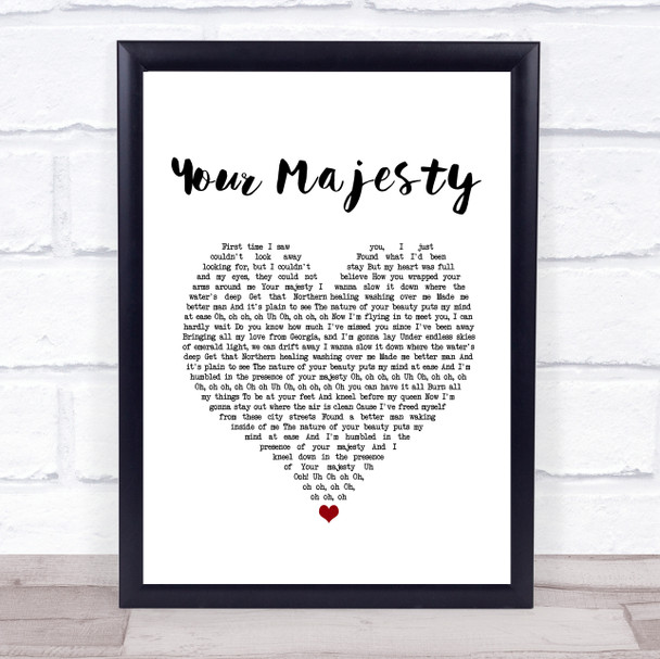 Zac Brown Band Your Majesty White Heart Song Lyric Print