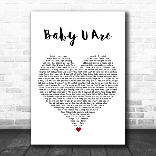 Gerald Levert Baby U Are White Heart Song Lyric Print