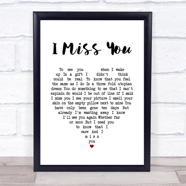 Incubus I Miss You White Heart Song Lyric Print