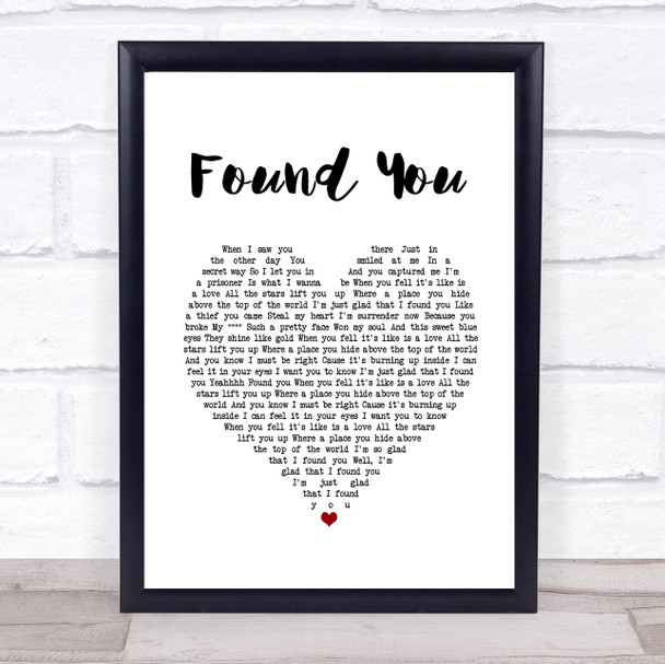 Ross Copperman Found You White Heart Song Lyric Print