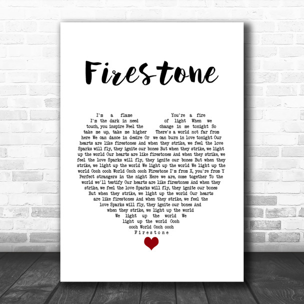 Kygo Firestone White Heart Song Lyric Print