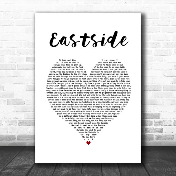 benny blanco, Halsey & Khalid Eastside White Heart Song Lyric Print