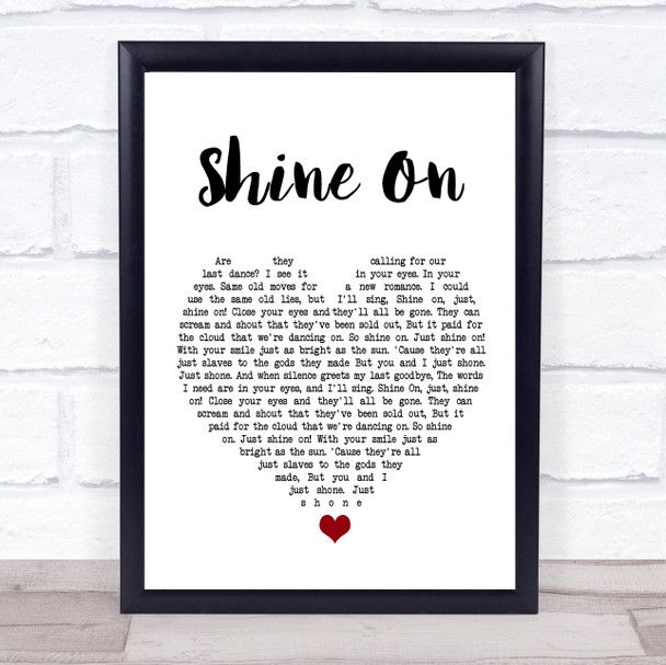 James Blunt Shine On White Heart Song Lyric Print