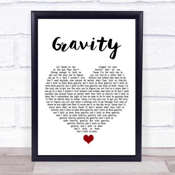 DJ Fresh feat Ella Eyre Gravity White Heart Song Lyric Print